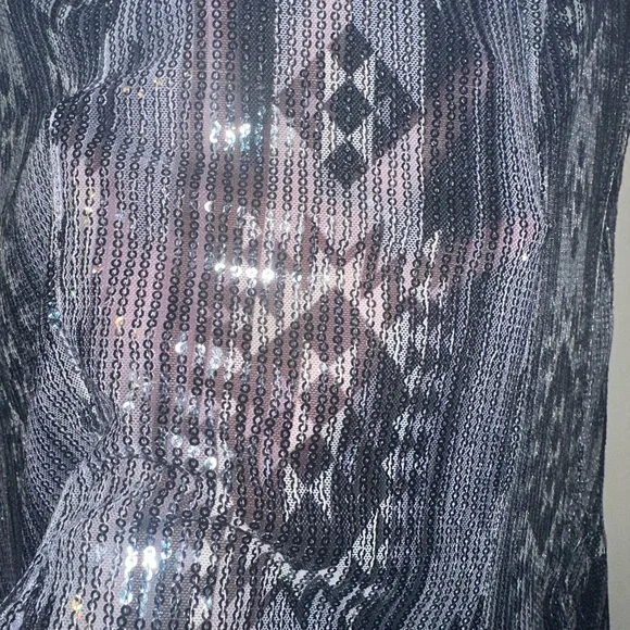 Crazy Train Black and Silver Geometric A-Line Skirt - Picture 6 of 6